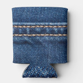 Strohdenim: Nähte Jeans Textur. Dosenkühler (Rückseite)