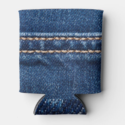 Strohdenim: Nähte Jeans Textur. Dosenkühler (Vorderseite)