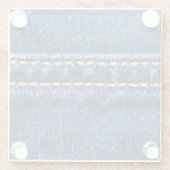 Strohdenim: Nähte Jeans Textur. Glasuntersetzer (Rückseite)
