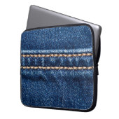 Strohdenim: Nähte Jeans Textur. Laptopschutzhülle (Vorderseite Links)