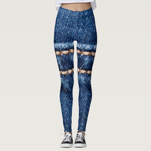 Strohdenim: Nähte Jeans Textur. Leggings (Vorderseite)