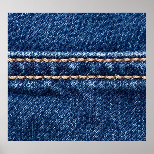 Strohdenim: Nähte Jeans Textur. Poster (Vorne)