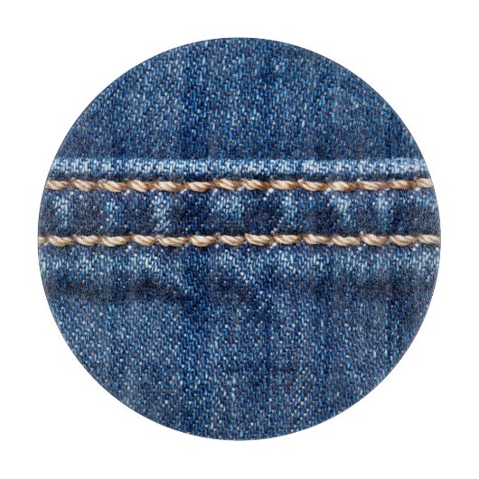 Strohdenim: Nähte Jeans Textur. Schneidebrett (Vorderseite)