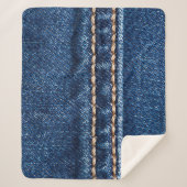 Strohdenim: Nähte Jeans Textur. Sherpadecke (Vorderseite)