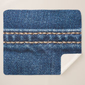 Strohdenim: Nähte Jeans Textur. Sherpadecke (Vorderseite (Horizontal))