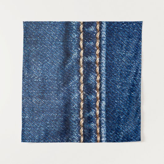 Strohdenim: Nähte Jeans Textur. Wandteppich (Vorderseite (Horizontal))