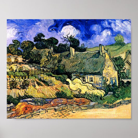 Strohgedeckte Hütten in Cordeville Van Gogh Poster (Vorne)