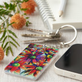 Strohhalm, mehrfarbig, Wildblume Schlüsselanhänger (Vorderseite rechts)