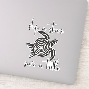 Strohhalm Überspringen Schildkröte Retten Plastikf Aufkleber