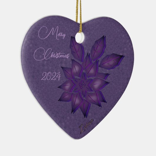 Strohhalme (Deep Pflaumen)/Deep Pflaume Poinsettia Keramik Ornament (Rechts)