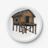 Strohhaus Holz Zuhause Papier Teller (Vorderseite)