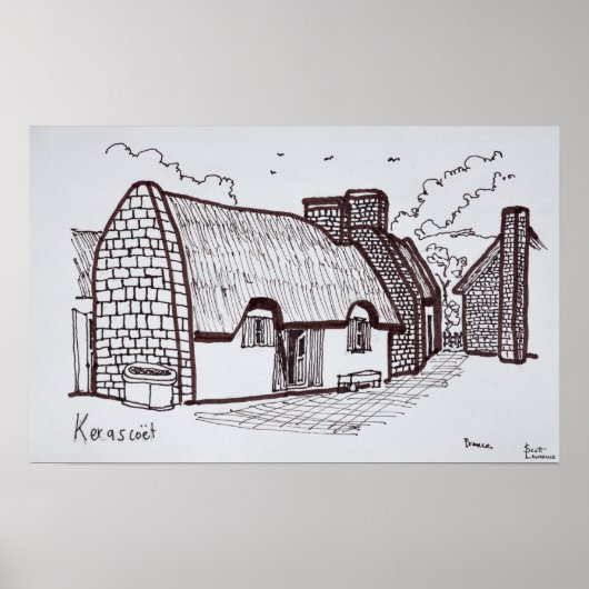Strohhäuser, Kerascoet | Bretagne, Frankreich Poster (Vorne)