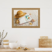 Strohhut Beach Scene Art Poster (Küche)