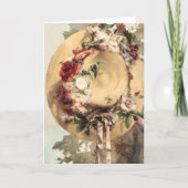 Strohhut mit Blume Karte (Vorderseite)