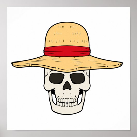 Strohhut Skull Design Poster herunterladen (Vorne)