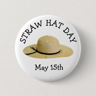 Strohhut-Tag 15. Mai Lustiger Feiertag Button