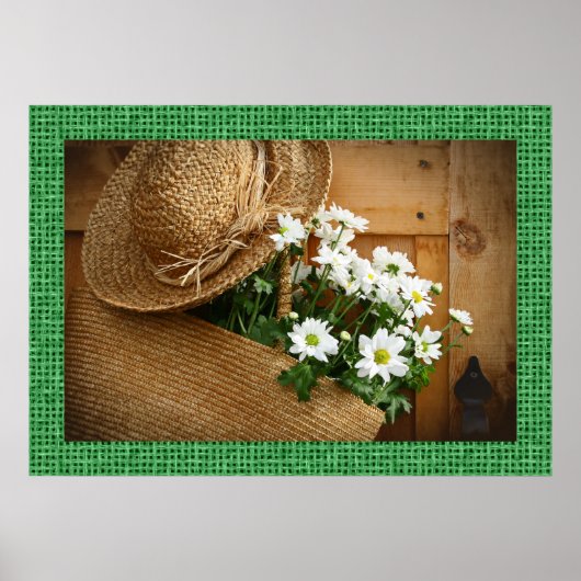 Strohhut und Daisies Fotografy Art Poster (Vorne)