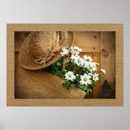 Strohhut und Daisies Fotografy Art Poster (Vorne)