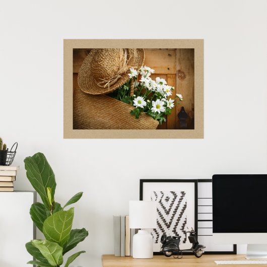 Strohhut und Daisies Fotografy Art Poster (Heimbüro)