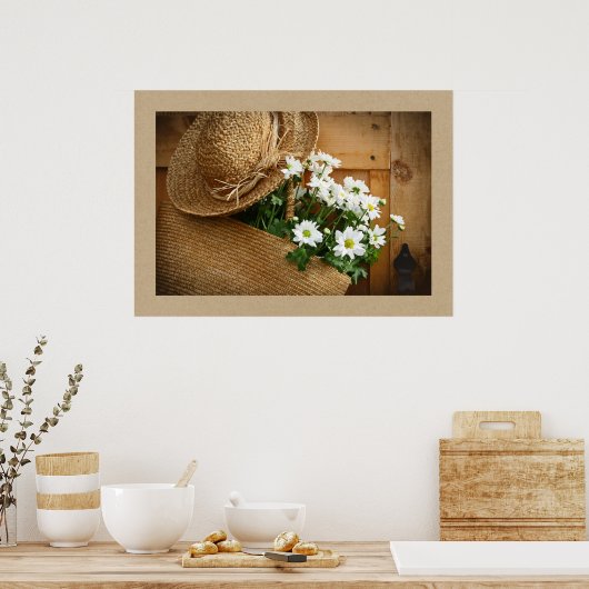 Strohhut und Daisies Fotografy Art Poster (Küche)