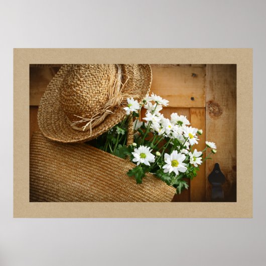 Strohhut und Daisies Fotografy Art Poster (Vorne)