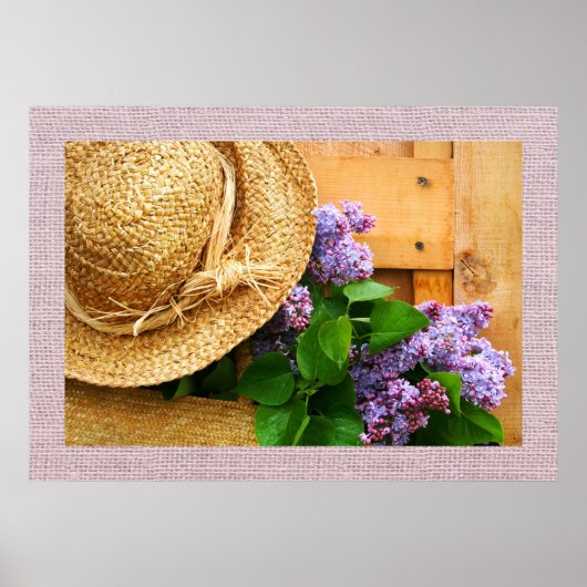 Strohhut und Lavender Blume Fotografie Art Poster (Vorne)