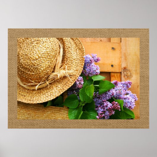 Strohhut und Lavender Blume Fotografie Art Poster (Vorne)