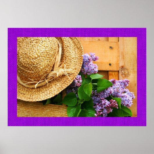 Strohhut und Lavender Blume Fotografie Art Poster (Vorne)