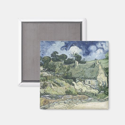 Strohhütten in Cordeville, Vincent van Gogh Magnet (Vorderseite/Rückseite)