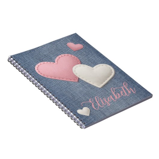 Strohrosa & Weiß Hört euren Namen auf Denim Notizblock (Rechte Seite)
