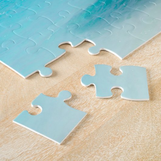 Strohschirm am türkisblauen tropischen Strand Puzzle (Seite)