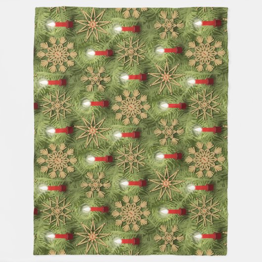 Strohsterne and Candles Fleecedecke (Vorderseite)