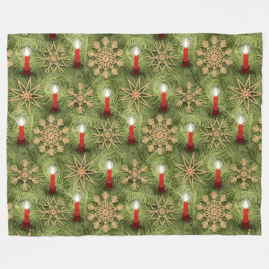 Strohsterne and Candles Fleecedecke (Vorderseite (Horizontal))
