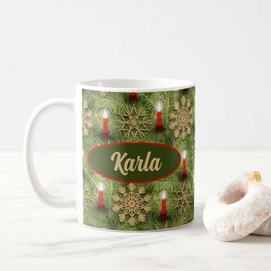 Strohsterne and Candles Kaffeetasse (Mit Donut)