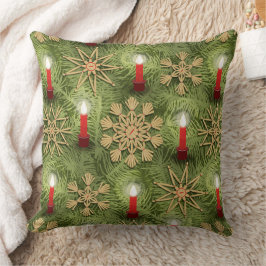 Strohsterne and Candles Kissen