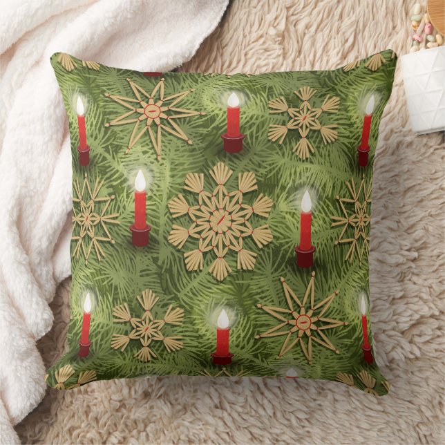 Strohsterne and Candles Kissen (Decke)