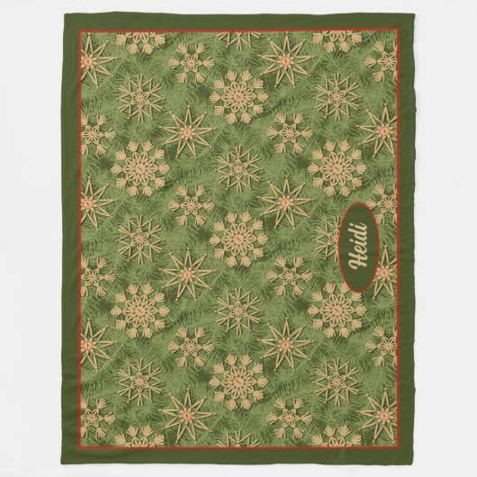 Strohsterne on Pine Tree Fleecedecke (Vorderseite)