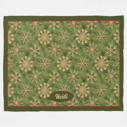 Strohsterne on Pine Tree Fleecedecke (Vorderseite (Horizontal))