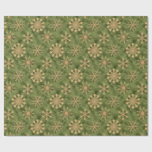 Strohsterne on Pine Tree Geschenkpapier (Flach)