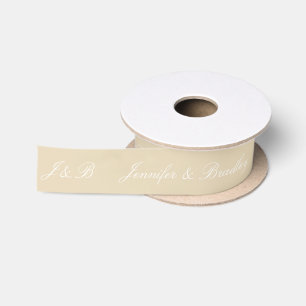Strohweißes Hochzeitsmonogramm mit personalisierte Satinband