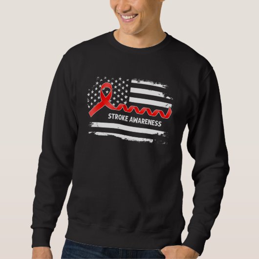 Stroke Awareness American Flag Red Ribbon Sweatshirt (Vorderseite)