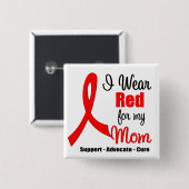 Stroke Awareness - Red Ribbon (Mama) Button (Vorne & Hinten)