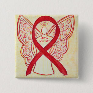 Stroke Awareness Ribbon Red Angel Personalisiertes Button