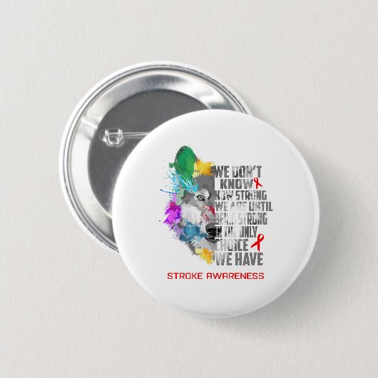 Stroke Awareness Ribbon Support Geschenke Button (Vorne & Hinten)