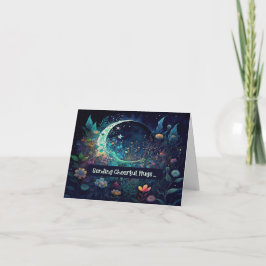 Stroke Get Well Card mit Stars Moon & Blume Karte