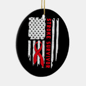 Stroke Survivor Awareness USA Flag Red Ribbon Keramik Ornament (Rechts)