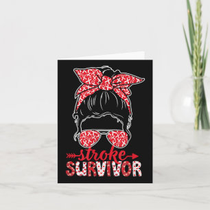 Stroke Survivor Messy Bun Women Red Stroke Awarene Karte