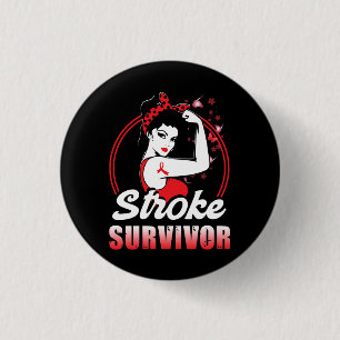 Stroke Survivor Stroke Awareness Red Ribbon Gehirn Button