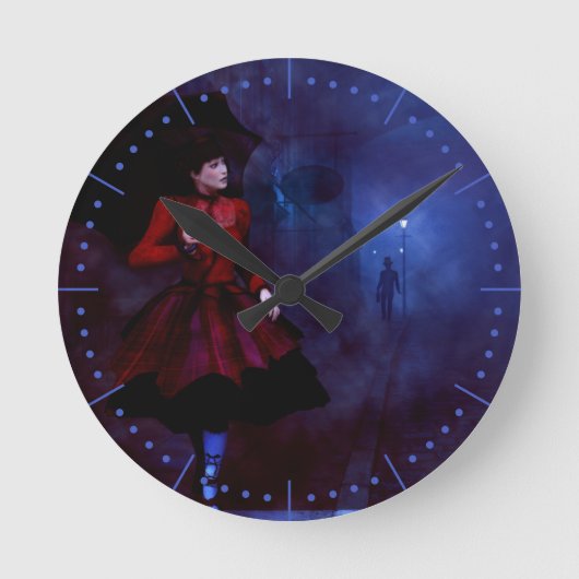 Stroll After Midnight Runde Wanduhr (Vorderseite)