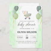 Stroller Baby Shower Invite, Boho Gender Neutral Einladung (Vorne/Hinten)